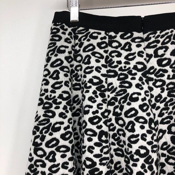 Rebecca Taylor Black & white leopard print flip skater skirt size 8 - Picture 12 of 16